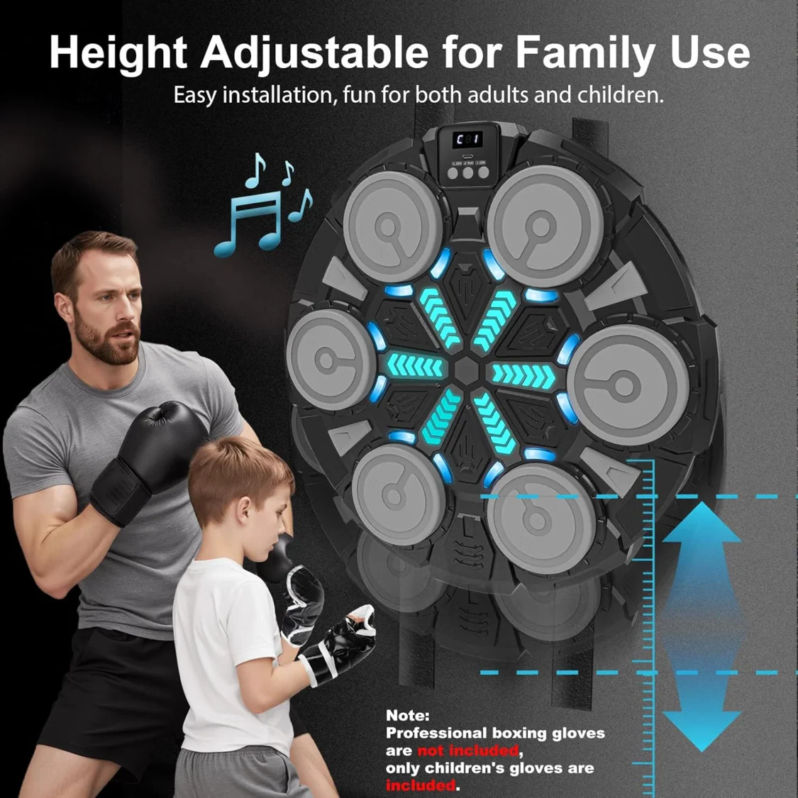 Bluetooth Music Wall-Mounted Boxing Machine with Punching Pad and Gloves for Kids and Adults