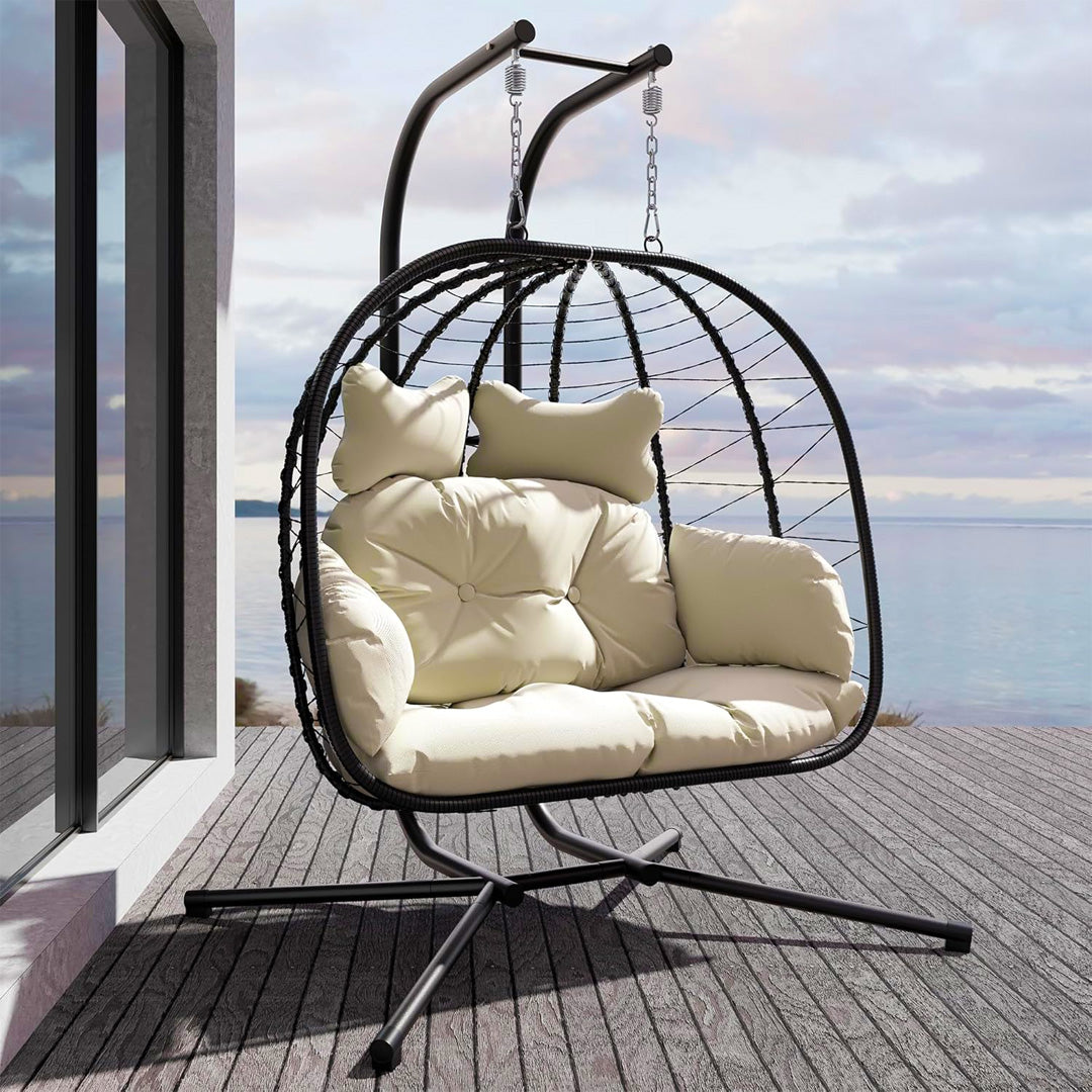 Foldable Outdoor Loveseat with Cushions & Weather-Resistant Design