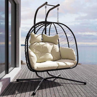 Foldable Outdoor Loveseat with Cushions & Weather-Resistant Design