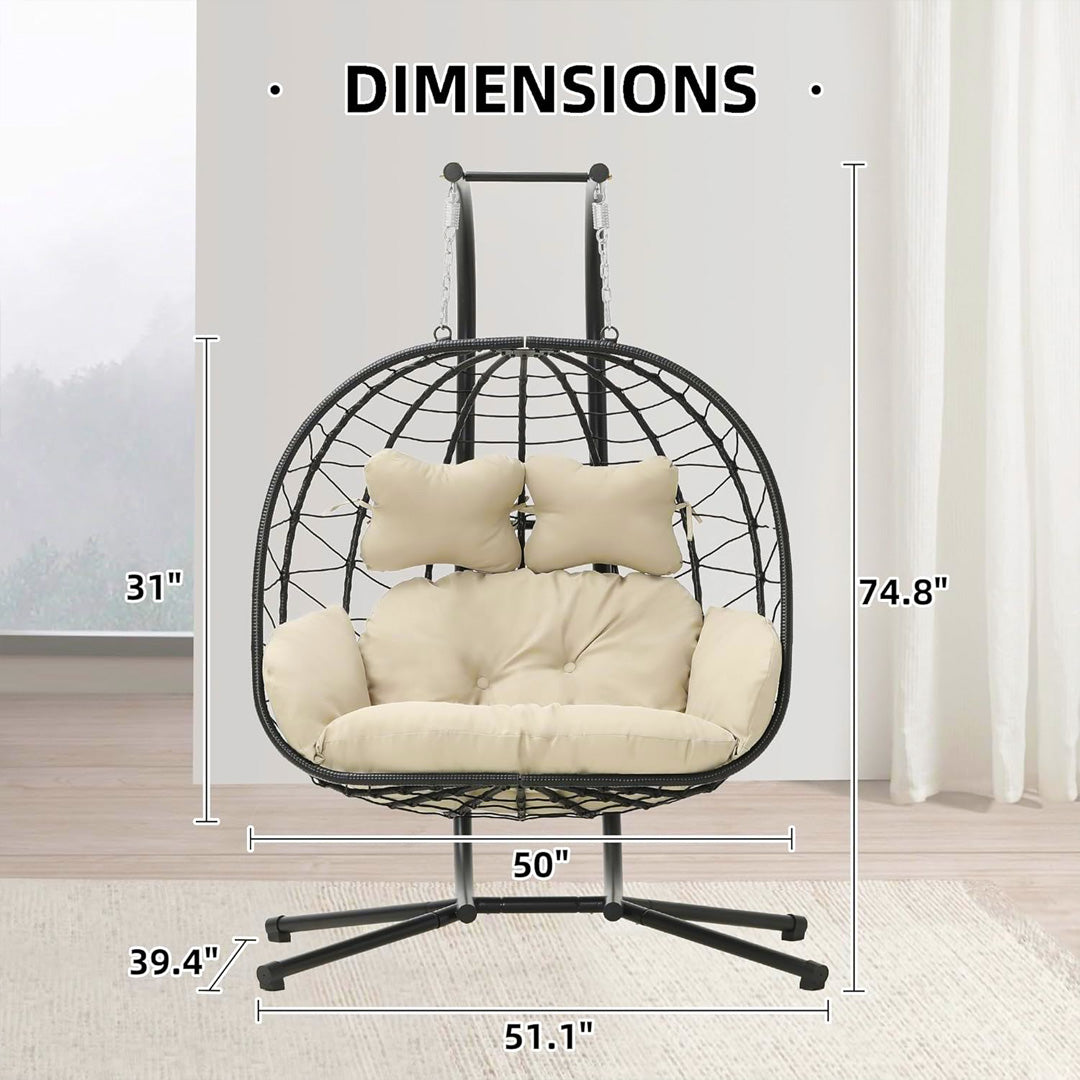 Foldable Outdoor Loveseat with Cushions & Weather-Resistant Design
