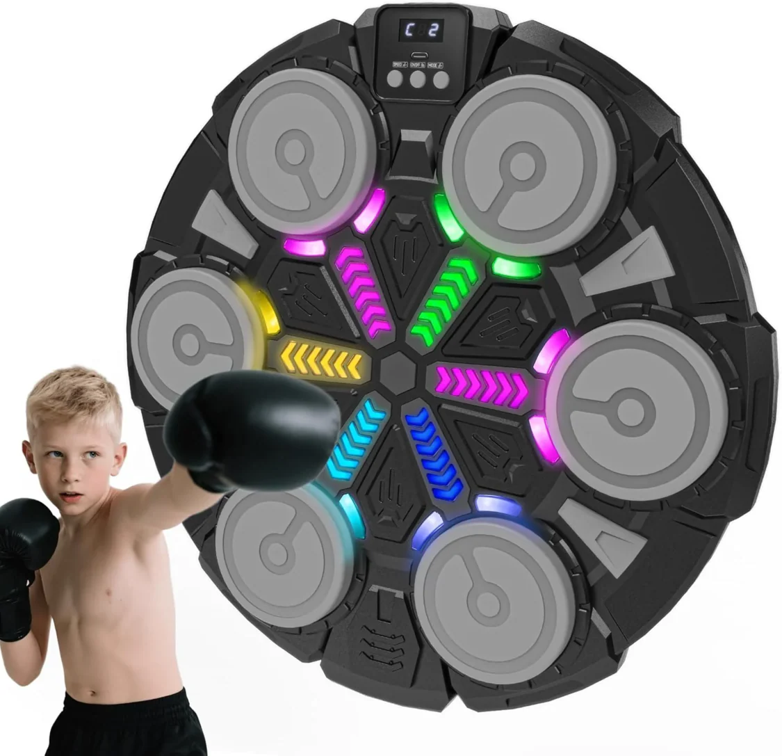 Bluetooth Music Wall-Mounted Boxing Machine with Punching Pad and Gloves for Kids and Adults